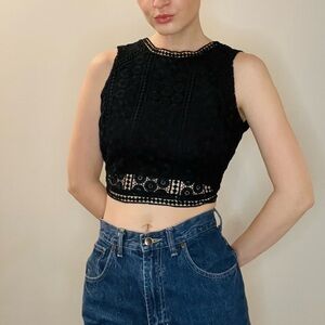 Abercrombie & Fitch Black crochet lace tank top